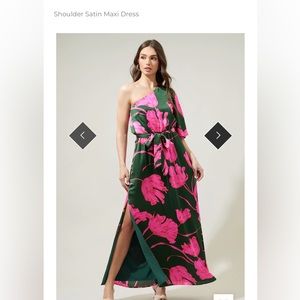 Shoulder satin maxi dress